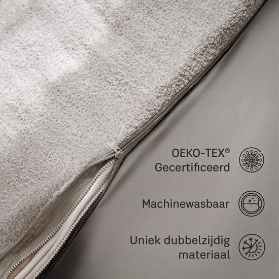 Couverture CozySense® 140x200 - Matériau double face - Pour toutes les saisons - Technologie de fermeture éclair à 360° - Hypoallergénique & OEKO-TEX® - Gris