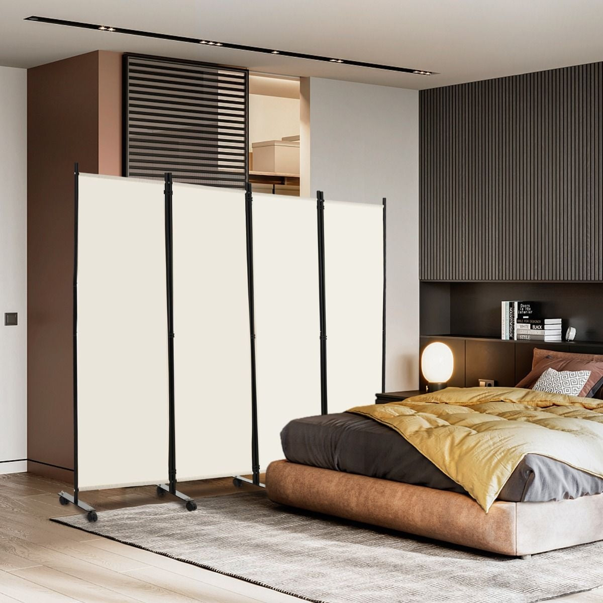 Coast cloison - 4 pièces - sur roulettes - pliable - 225 x 173 cm - blanc