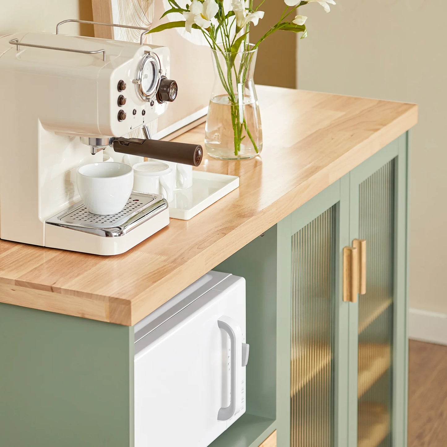 SoBuy Ilot de cuisine - FSB81-GR - Chêne & MDF - Max. 80kg - 120x40x90 - Vert