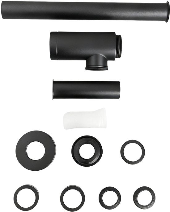 Mirlux - Siphon en acier inoxydable noir mat – Siphon universel pour lavabo Ø 32 mm – Réglable 300 x 243 mm – Rosace murale incluse – Siphon design pour lavabo et vasque