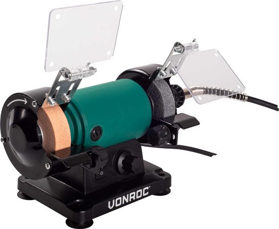 VONROC Meuleuse de table / Multitool - 150W - 75MM - avec arbre flexible - Incl. 1x pierre à poncer & disque de polissage