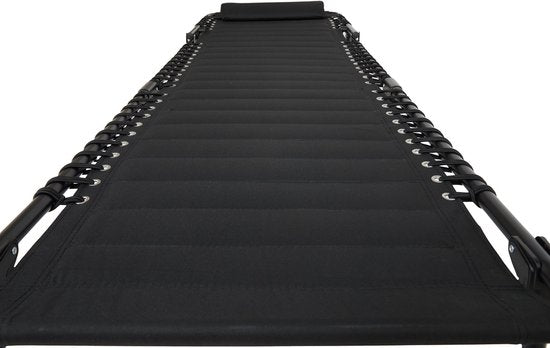 909 OUTDOOR Chaise longue pliable - Noir - Avec coussin et dossier réglable - 189x59x30 cm - Jusqu'à 110 kg