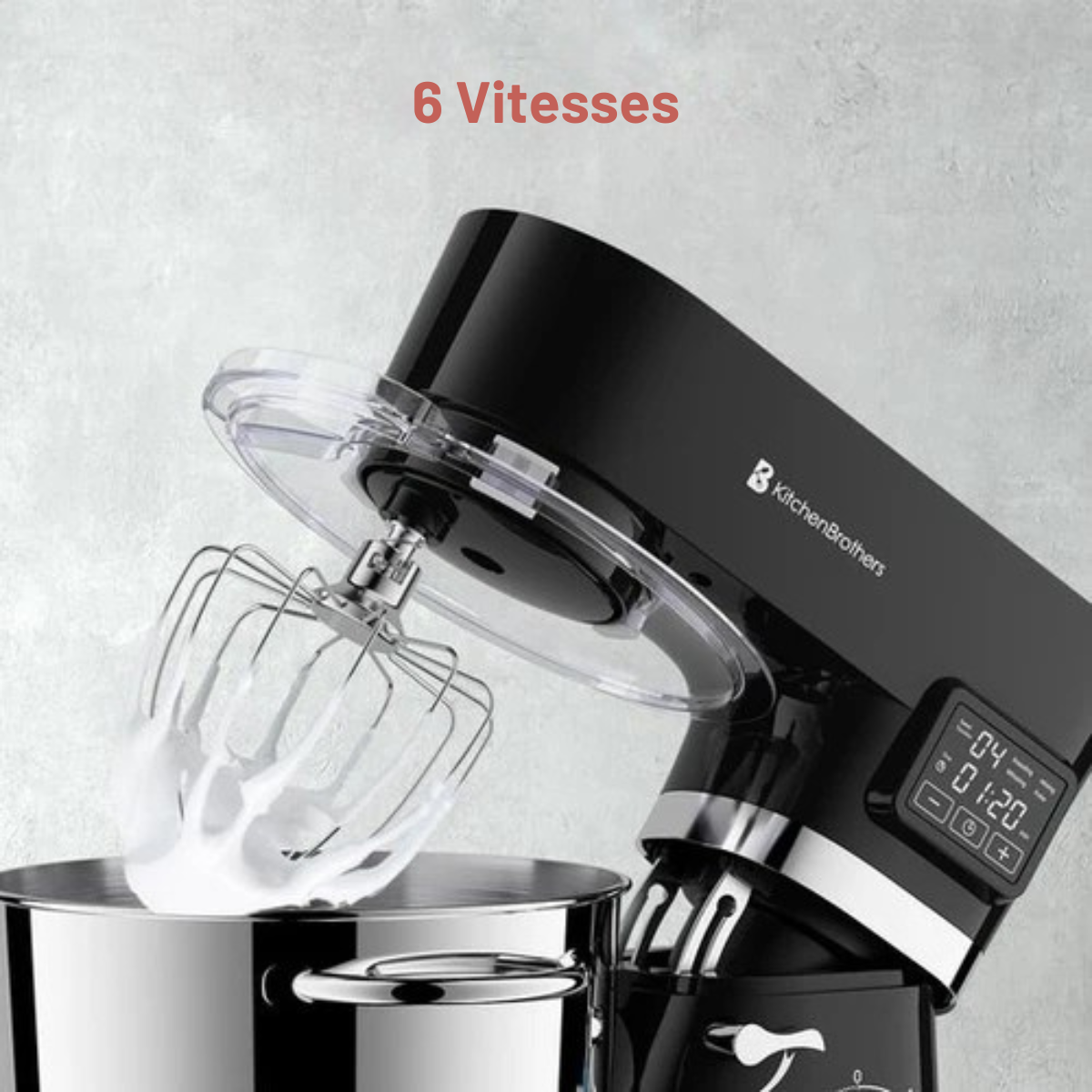 Robot de cuisine - KitchenBrothers - Affichage et minuterie - 6L - 1400W - Noir