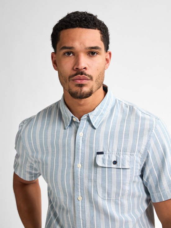 Petrol Industries - Chemise rayée pour homme Turtlevista - Bleu - Taille M