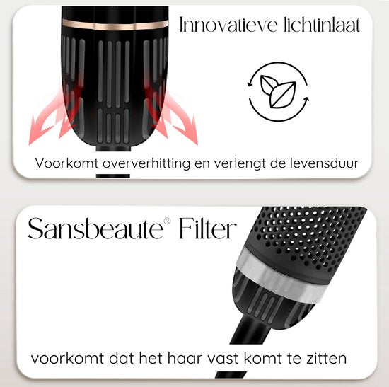 Sansbeauté® 8-in-1 Airstyler with Diffuser - Hairwrap - Multistyler - Hairdryer Brush Short Hair - Dupe - Hair styler - Hair dryer - Heat brush - Curling brush - Curling iron - Styling brush - Coldshot