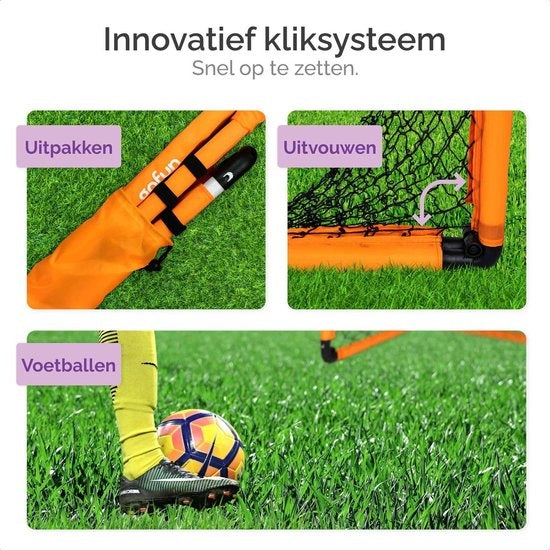 Gofun But de football set de 2 - Buts de football - Buts de football - Buts de football pour enfants - Pliable - 90 x 60 x 60 cm - Noir/Orange