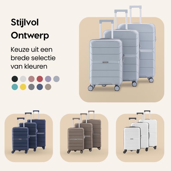 SKYCASES Urban Adventurer - Valise de voyage moyenne - Verrouillage par numéro - 44x27x66cm - 78L - Valise de voyage avec verrouillage de valise - Roues pivotantes - Gris clair