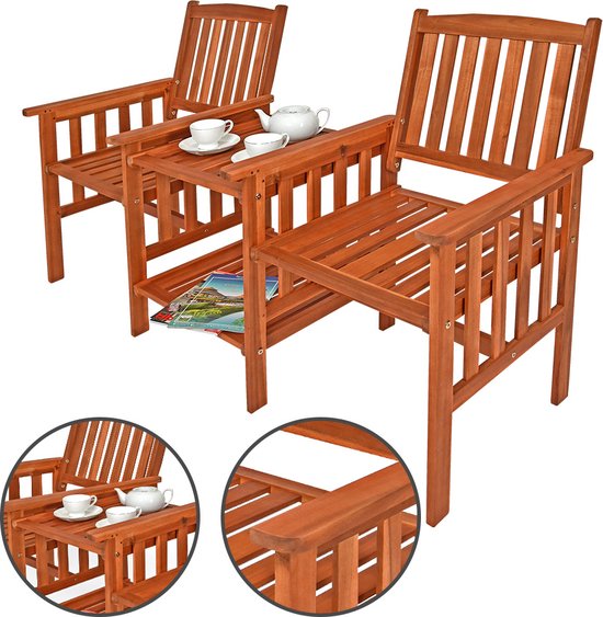 Banc de jardin Casaria 2 places - Bois d'acacia certifié FSC® - 164 cm