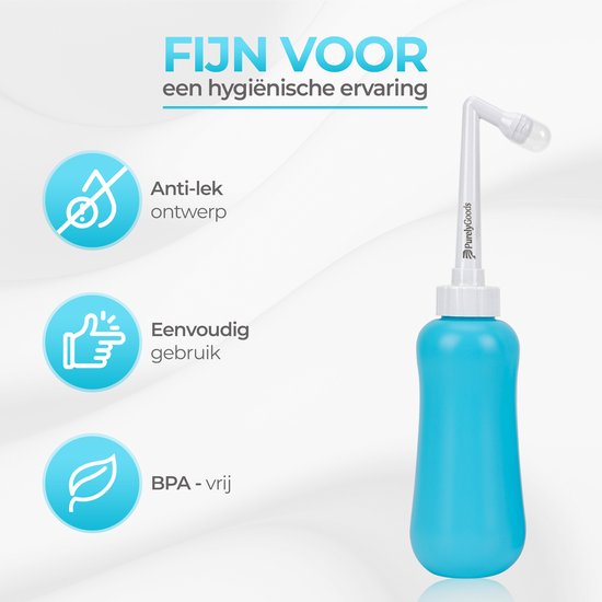 PurelyGoods® Peri Bottle - Bidet portable - Douche vaginale - Périnée - Grossesse - Bouteille de rinçage post-partum - 450ML - Bleu