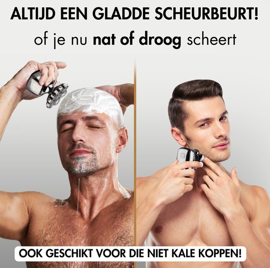 Rasoir pour homme 6-en-1 + tête de rasage supplémentaire - Tondeuse - Tondeuse - Sansbeauté® SkullSharp PRO - Wet & Dry - Rasage du visage et de la tête - Rasage de la tête - Rasoir de crâne - Chargement sans fil - Accessoires