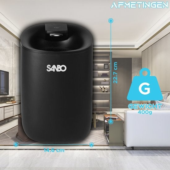 Erikssøn Déshumidificateur - Noir - Extrêmement Silencieux - 600ml/jour - Convient pour la Maison / Chambre à Coucher & Salle de Bain