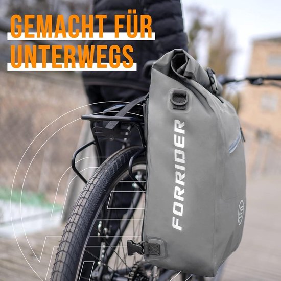 Sacoche de vélo 3-en-1 pour porte-bagages et sac à dos - étanche - 27 litres - réfléchissante - sacoche de selle pour vélo
