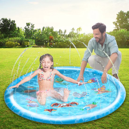 Tapis d'eau Creative Kids Ø100CM - Tapis d'eau avec système de pulvérisation - Bleu