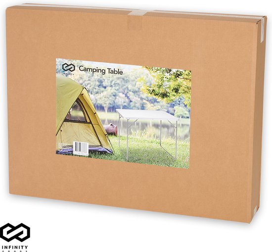Infinity Goods Table de camping - Pliante - Table de jardin - 80x60x70 cm - Extérieur/intérieur - Poignée de transport - Compacte - Aluminium - Blanc
