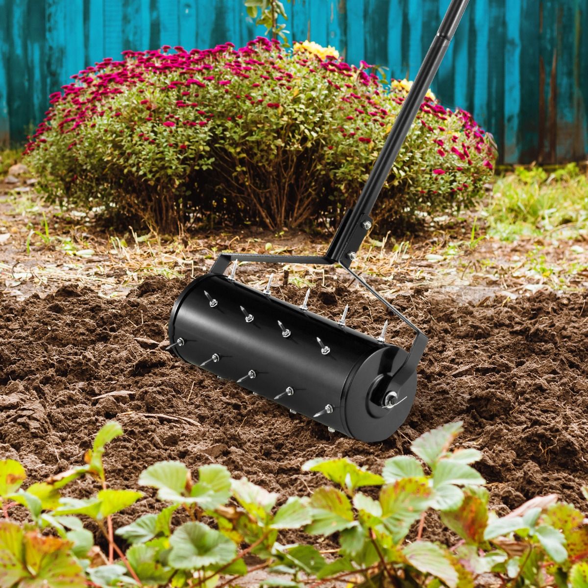 Coast Manual Lawn Aerator 44 x 128 cm - Black - Scarificateur à rouleau avec pointes et tambour remplissable