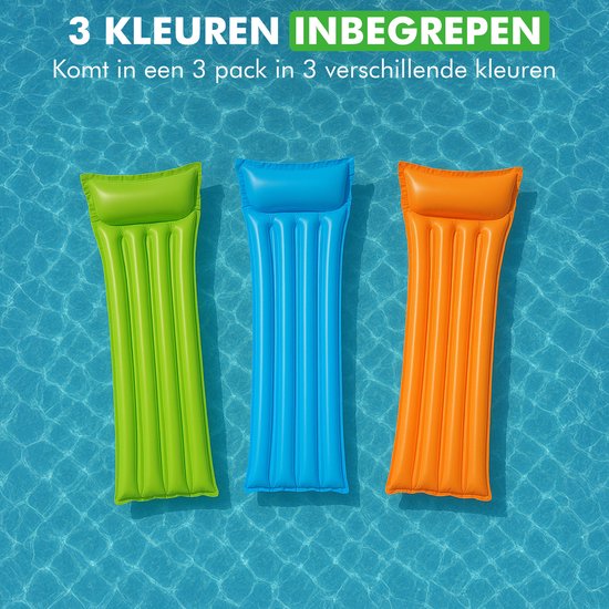 Travelhawk Airbed Pool - 3 pièces - pour adultes et enfants - Light Bed Pool - Orange, Bleu, Vert