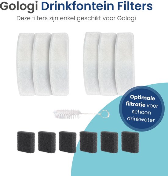 Filtres adaptés à la fontaine Gologi 2.0 - Recharge de filtre - Fontaine à boire intelligente - 6 pièces
