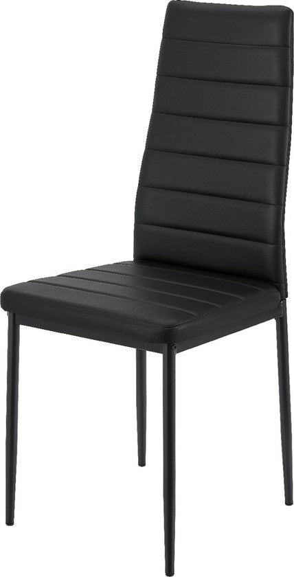 Chaise de salle à manger moderne Loja - 2 pièces - Noir - Cuir synthétique