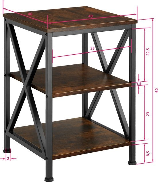 tectake® - Table d'appoint Nottingham industrial dark - table de chevet - 404263