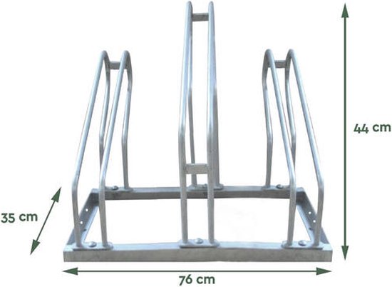 BRASQ Porte-vélos pour 3 vélos - Support à vélos - Porte-vélos - Support à vélos au sol, matériel de fixation inclus - Argent