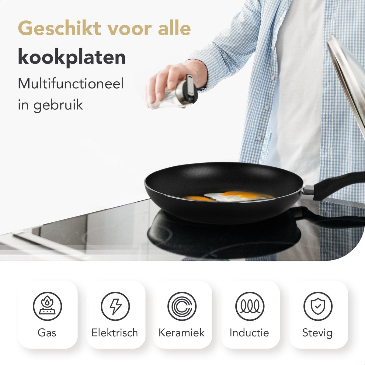 Rochester 18-piece Pots Set with Lids - Cooking Pots - Frying Pans Steal Pans - Aluminium - Black