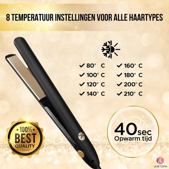 JC Straightener with Deluxe Storage Case - Straighteners - Ceramic Coating - Black / Gold