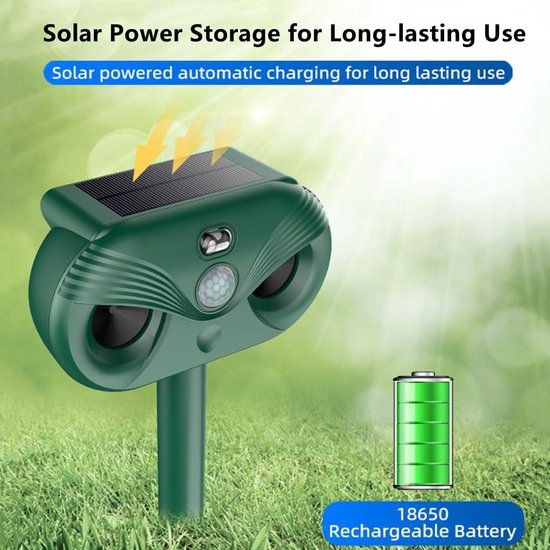 Répulsif ultrasonique à énergie solaire - répulsif à renard pour jardin extérieur - répulsif à écureuil et chat - détecteur de mouvement et lumière clignotante - repousse la mouffette, le lapin et le renard
