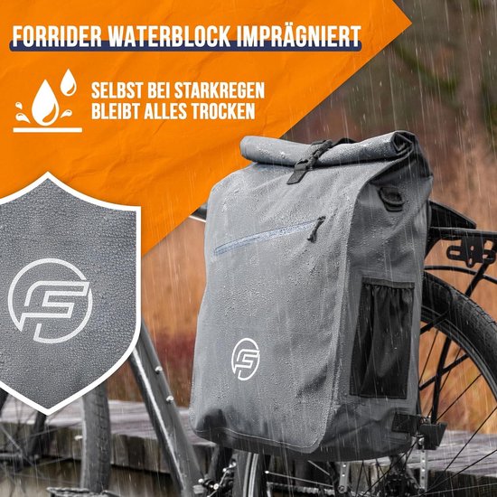 Sacoche de vélo 3-en-1 pour porte-bagages et sac à dos - étanche - 27 litres - réfléchissante - sacoche de selle pour vélo