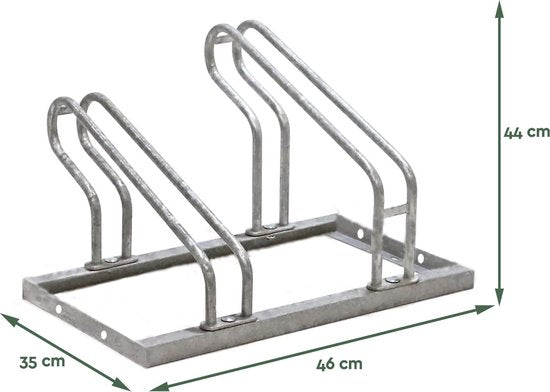 BRASQ Porte-vélos pour 2 vélos - Support pour vélos - Support pour vélos - Support pour vélos pour le sol Comprend le matériel de fixation - Argent