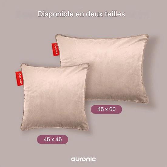 Auronic Oreiller chauffant - Velours - 45x60 - Sans fil - Rechargeable - Oreiller électrique - Infrarouge - Rose