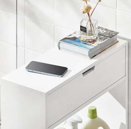SoBuy Meuble de toilette avec porte-rouleau - 60x20x55 cm - Max. 20KG - Blanc