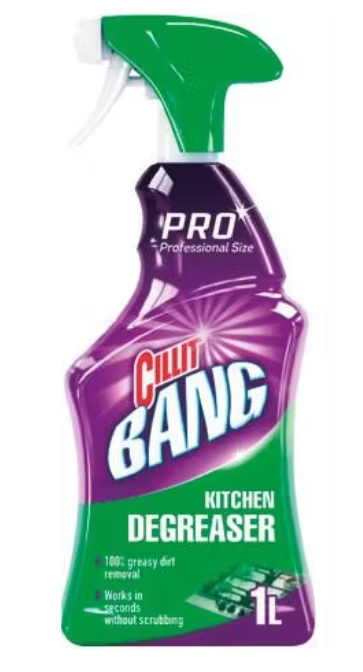 Cillit Bang - Dégraissant cuisine 1L - 6 pièces - Couleur : Transparent - Dimensions du flacon : 28 cm x 9 cm x 9 cm
