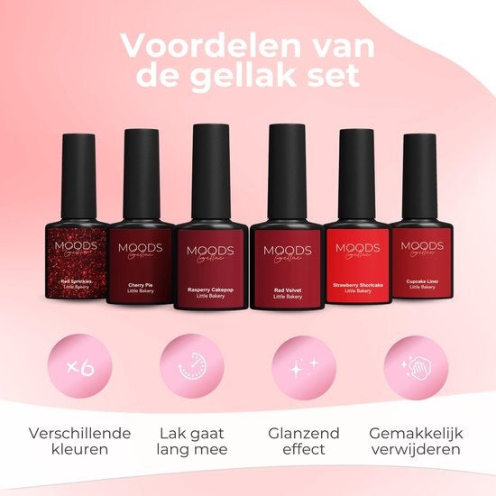 Moods Gellac 6-Piece Set - Gel Nail Polish - 8ML - Little Bakery Edition - Nails - Gel Polish Starter Pack - Chic Colours