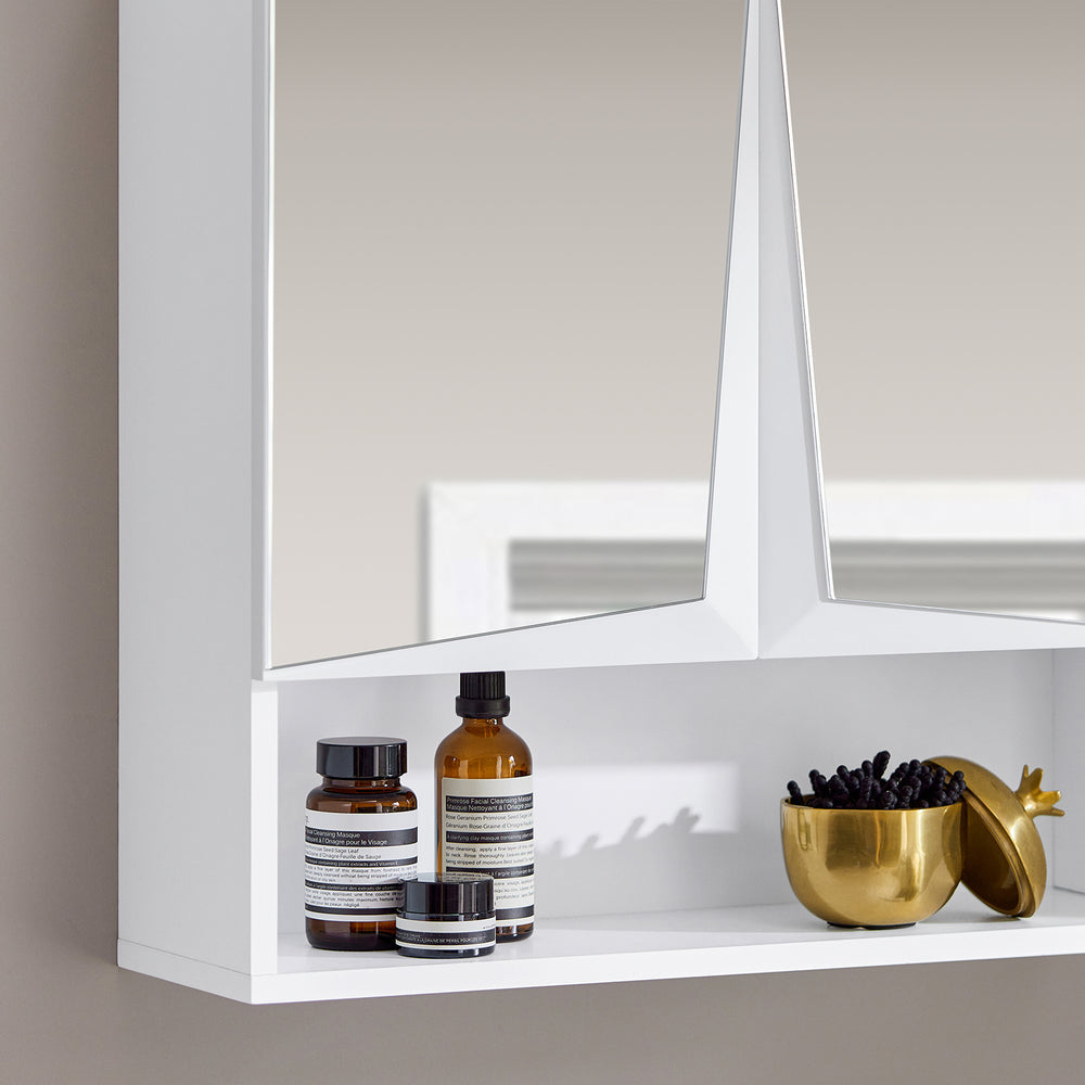 SoBuy Armoire murale de salle de bain - Armoire de toilette - Max. 15KG - 48 x 48 x 17 cm - Blanc