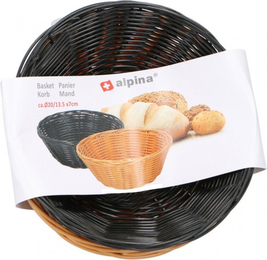 alpina Paniers à pain - 2 pièces - Panier en osier - Brun et noir