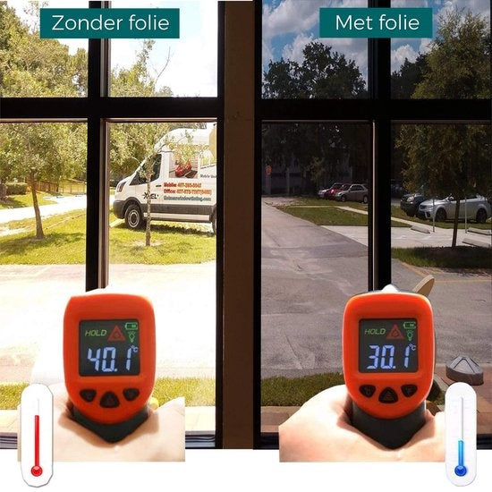 Homewell Sunproof HR Film pour fenêtre 90x200cm - Film d'isolation statique avec effet miroir - Argent (incl. Rakel)