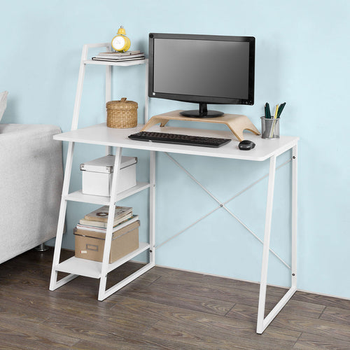 SoBuy - Bureau avec armoire de rangement ouverte - Max. 50 kg - 56 x 14 x 105 cm - Blanc