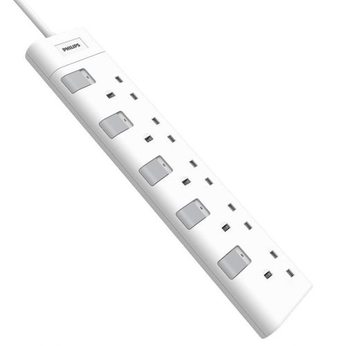 PHILIPS Rallonge 5 voies blanche - 3 mètres - UK 230V