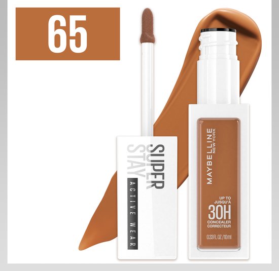 Maybelline New York - SuperStay 30H Active Wear Concealer - 65 Deep Bronze - Anti-cernes longue tenue à couvrance totale et au fini mat - 10 ml