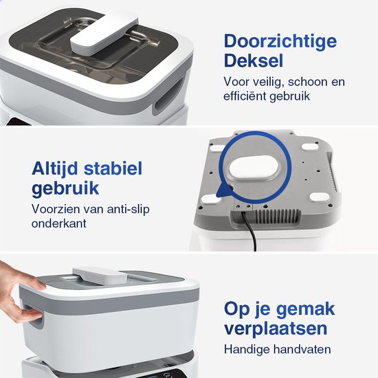Samako Ultrasonic Cleaner PowerWave - Appareil de nettoyage - Bain à ultrasons - Lunettes - Bijoux - Montres - Brosse à maquillage - 1200 ml