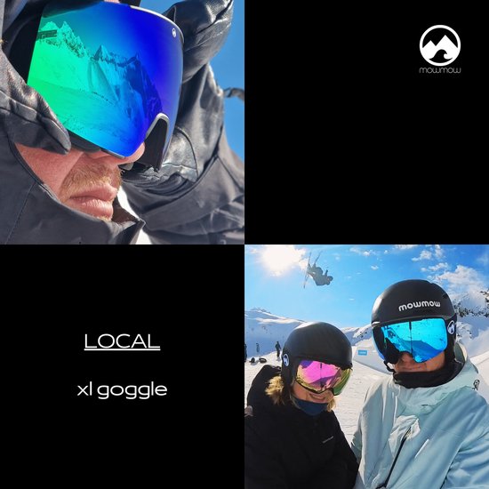 MowMow LOCAL Masque de ski Homme L/XL + lentille supplémentaire - Magnétique - Bio-Frame - R-Strap - UV400