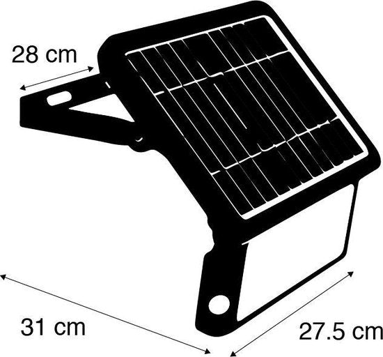 Projecteur LED solaire avec détecteur de mouvement - 3 modes - Sans fil - 1080 lumens - Noir