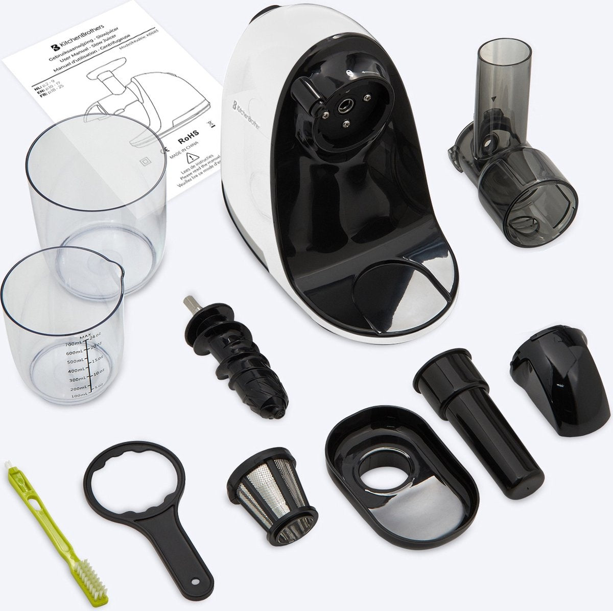 KitchenBrothers Slowjuicer - Presse-agrumes - 700ml - Blanc