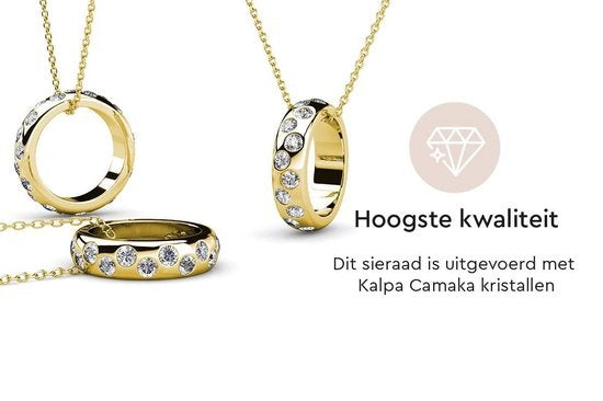 Yolora Ladies Necklace with Pendant - Kalpa Camaka Crystals - Gold Colour - 18K Yellow Gold Plated - Women's Necklace Gold - Jewellery - Necklace - Luxury Gift Box - Gift Box - Exclusive Gift Box - Beautiful Gift Packaging