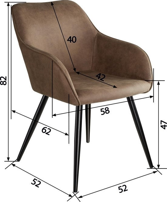 tectake® - Chaise Marilyn tissu brun/noir SKU : 403667