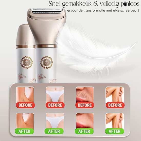 Rasoir féminin 2-en-1 + tête de rasage supplémentaire - Visage - Aisselles - Jambes - Maillot - Rasoir féminin - Epilateur électrique - Epilation visage femmes - Tondeuse femmes - Ladyshaves Bikini - Rechargeable par USB