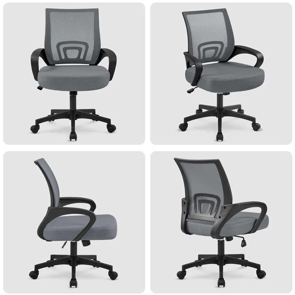 Chaise de bureau ergonomique Yaheetech avec fonction bascule, gris foncé