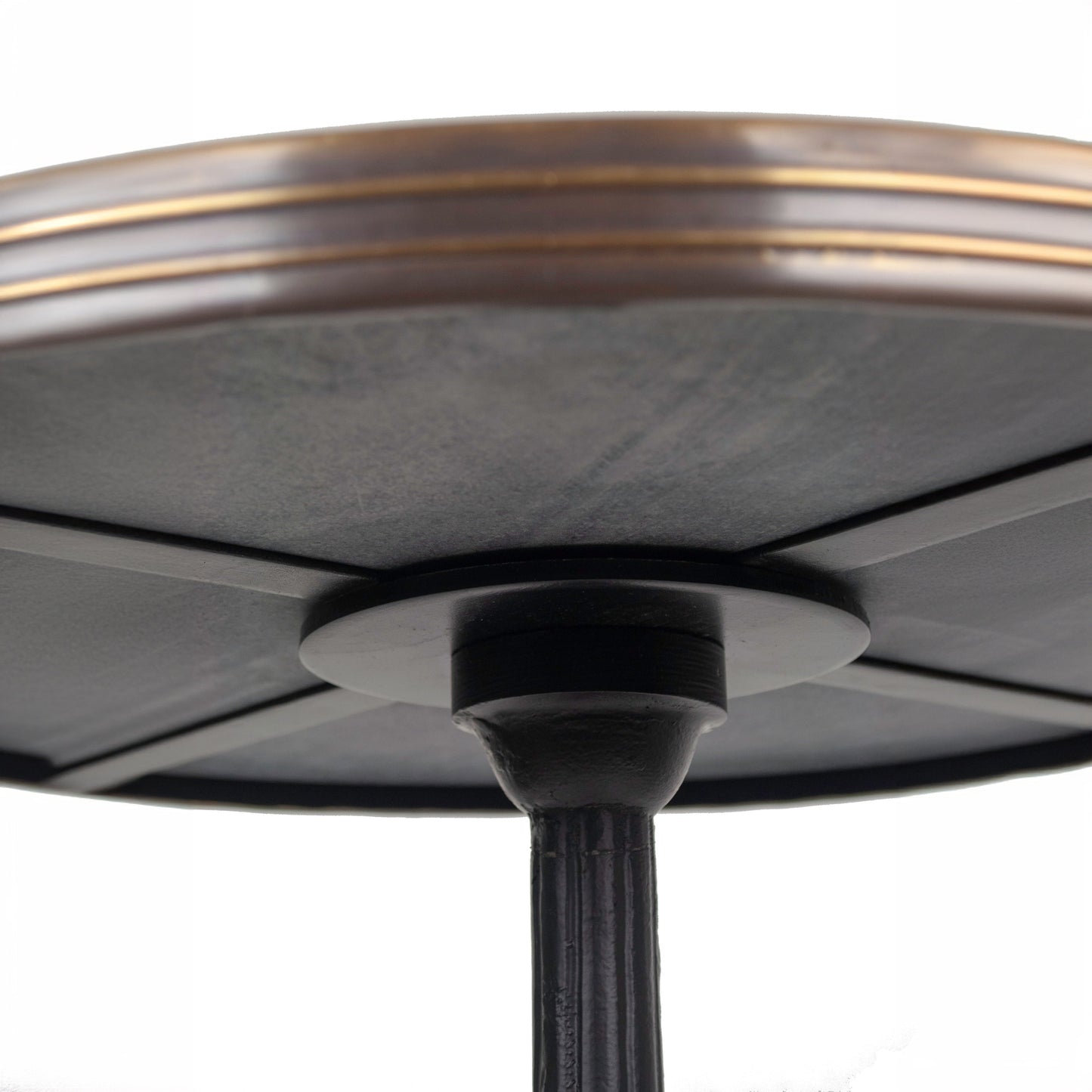 Table de bistrot en marbre de Carrare italien blanc - 51 cm Ø - Base en fonte noire