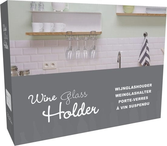 Support à vin pour 12 verres - 34x25x9cm - Métal argenté - 12 verres à vin