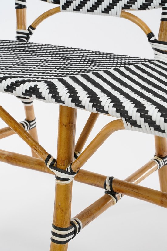 Mica Decorations Banc d'extérieur Mandox - L 98 x l 60 x H 93 cm - Rotin - Noir, Blanc